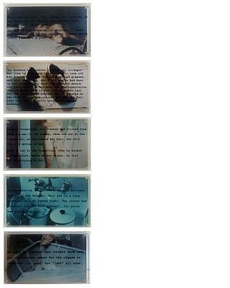 Carolee Schneeman, ABC
1981, Suite of five color photographs, and five text panels screenprinted on plexiglass, in custom- made plexi cases designed by the artist